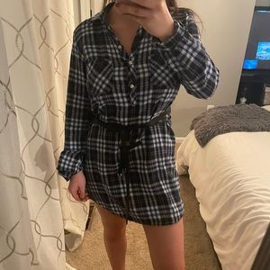 Comfy flannel shirt dress
